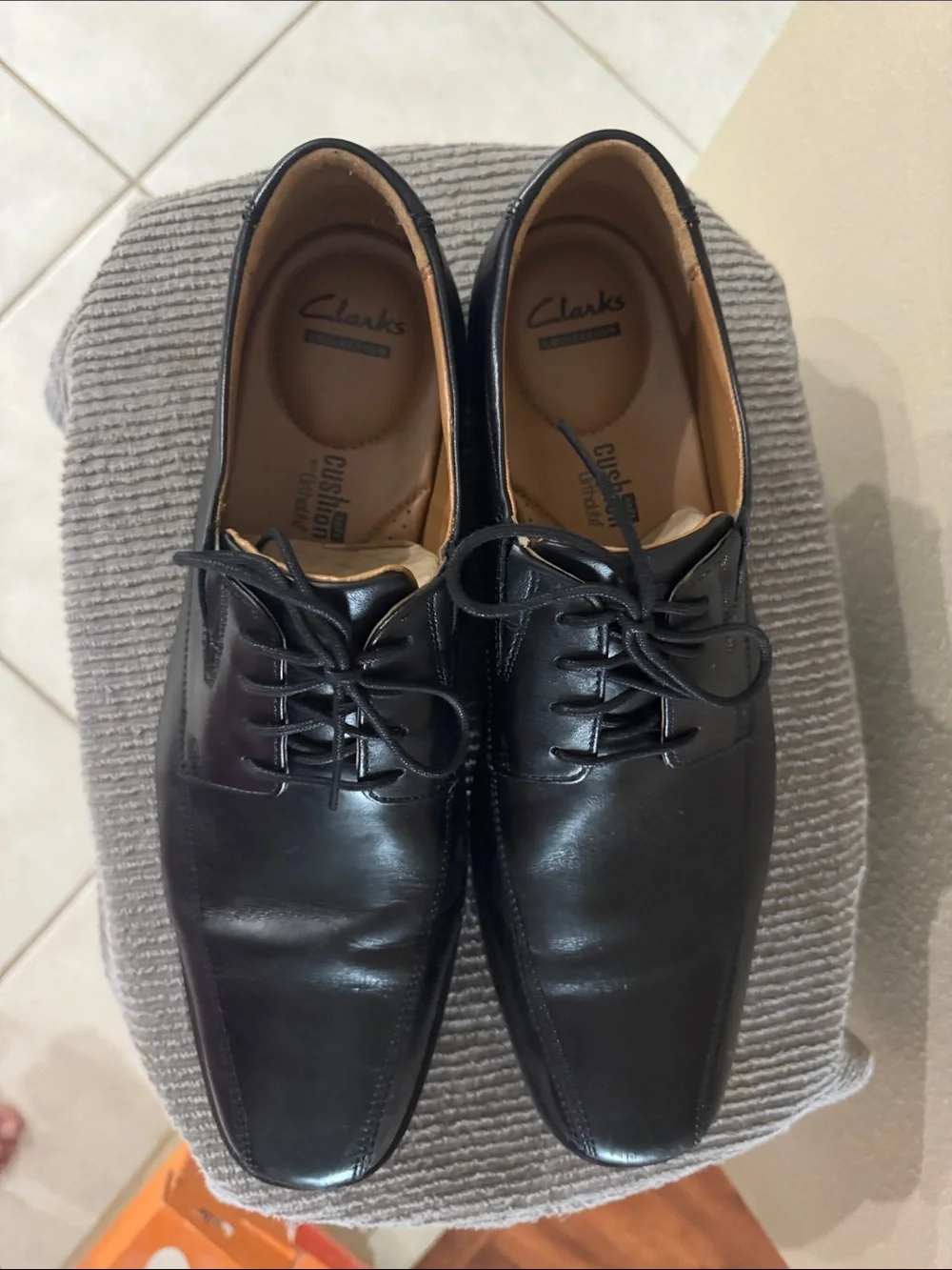 Clarks Black Leather Lace-Up Oxford Dress Shoes